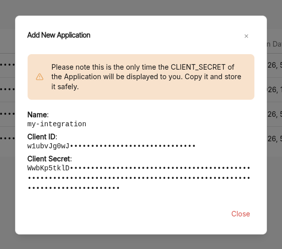 Application credentials