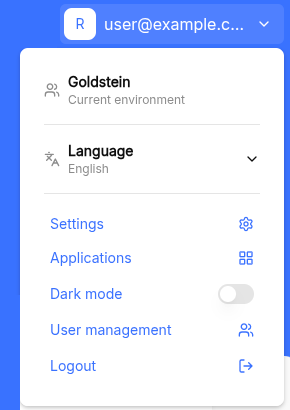 User menu